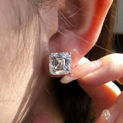 11ctw Asscher Cut White Sapphire Classic Stud Earrings