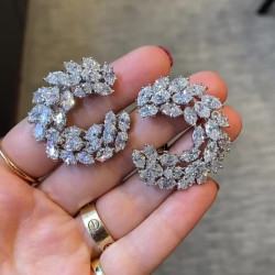 7.85ct Marquise Cut White Sapphire Hoop Earrings