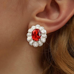 4.35ctw Oval Cut Ruby Stud Earrings
