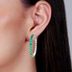 7.8ctw Round Cut Emerald Hoop Earrings