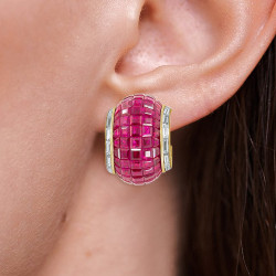 19.65ct Invisible Setting Ruby Half Hoop Earrings