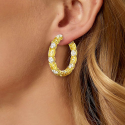 11ctw Radiant Cut Yellow Sapphire Hoop Earrings