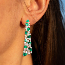 7.1ctw Emerald and White Sapphire Statement Earrings