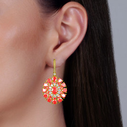 Nature Inspired 25ctw Oval Cut Ruby Statement Flower Earrings