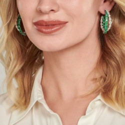 26ctw Intertwined White Sapphire and Emerald Hoop Earrings