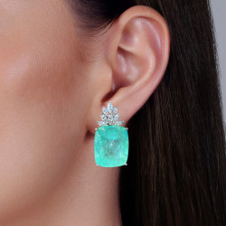 22ctw Cushion Cut Paraiba Tourmaline Earrings