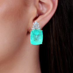 22ctw Cushion Cut Paraiba Tourmaline Earrings