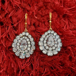 Double Halo Pear Cut Statement Earrings
