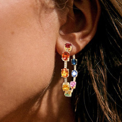 8ctw Inside Out Rainbow Sapphire Hoop Earrings