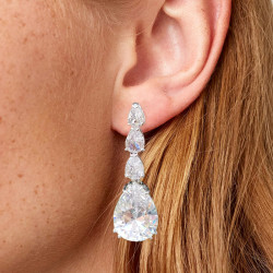 22ctw Pear Cut White Sapphire Drop Earrings