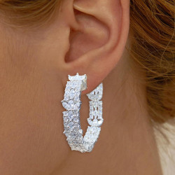 Multi-cut White Sapphire Hoop Earrings