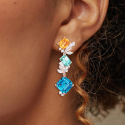 10ctw Asscher Cut Aquamarine Drop Earrings
