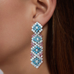 Aquamarine and Pink Sapphire Transformable Statement Earrings