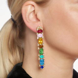 24ctw Multicolor Sapphire Statement Rainbow Earrings