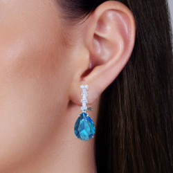 22ctw Pear Cut Aquamarine Vintage Drop Earrings
