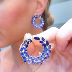 Nature-inspired Blue Leaves Statement Earrings