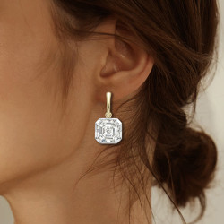 19ctw Asscher Cut White Sapphire Drop Earrings