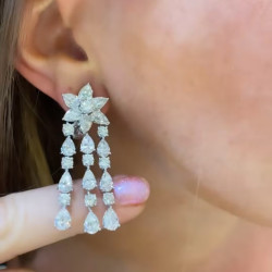 17ctw Multi-Cut White Sapphire Chandelier Earrings