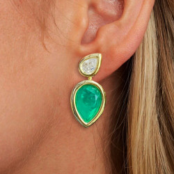 12ctw Pear Cut Emerald Drop Earrings