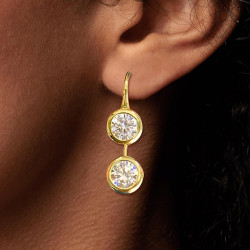 8ctw Round Cut White Sapphire Drop Earrings