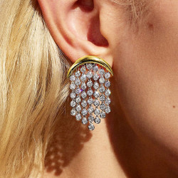 Crescent White Sapphire Chandelier Fringe Earrings