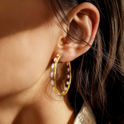 Marquise Cut White Sapphire Inside Outside Hoop Earrings