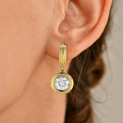 5ctw Round Cut Bezel Art Deco Milgrain Huggie Earrings