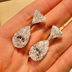 20ctw Pear and Trillion Cut Classic Drop Earrings