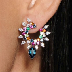 6ctw Multicolor Sapphire Firework Earrings