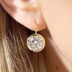 7.5ctw Bezel Set Round Cut Classic Drop Earrings
