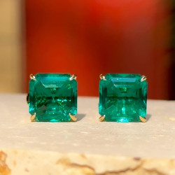 11ctw Asscher Cut Emerald/Paraiba Stud Earrings