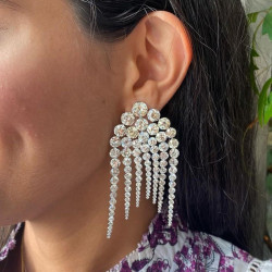 22ctw Round Cut Fringe Chandelier Earrings