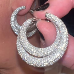 16ctw White Sapphire Paved Double-Hoop Earrings