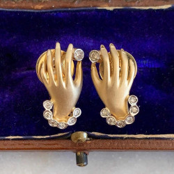 Round Cut Sandblasted Love Hands Stud Earrings