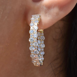 4ctw Round Cut Two-Row In-out Cluster Hoop Earrings