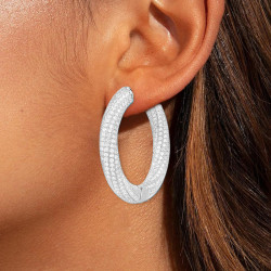30MM Diameter 7ctw Paved Mobius Strip Hoop Earrings