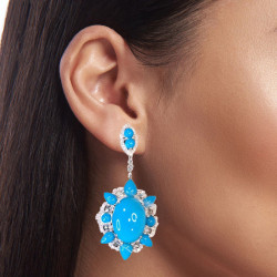 20ctw Oval Cut Turquoise Vintage Statement Earrings