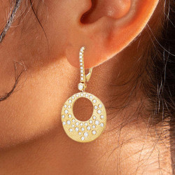 Flush Set Sandblasted Hollow Disc Starry Drop Earrings