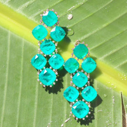 20ctw Cushion Cut Paraiba Statement Earrings