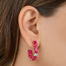 16ctw Pear Cut Ruby Huggie Hoop Earrings