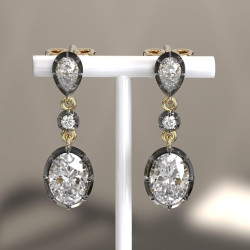 8ctw Oval and Pear Cut Vintage Two Tone Drop Earrings