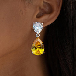 12ctw Pear Cut Two-Stone Drop Earrings