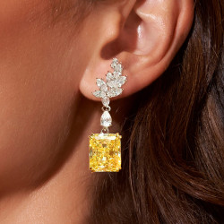 9ctw Radiant Cut Yellow Sapphire Drop Earrings