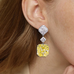 5ct Fancy Yellow Sapphire Drop Earrings in Sterling Silver