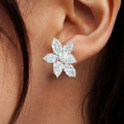 4.5ctw White Sapphire Flower Stud Earrings in Sterling Silver