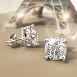 4ctw Round Cut Side-Paved Classic Stud Earrings