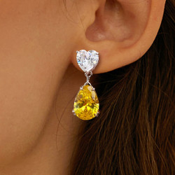 8ctw Pear Cut Yellow Sapphire Drop Earrings