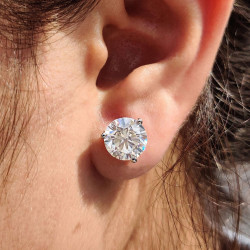 4ctw Round Cut White Sapphire Stud Earrings