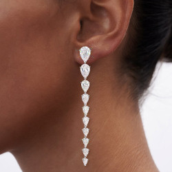 5.75ct Pear Cut White Sapphire Drop Earrings