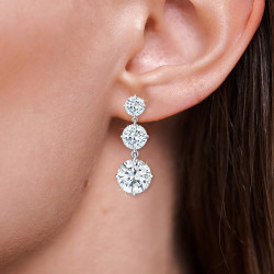 6.5ctw Round Cut White Sapphire Drop Earrings
